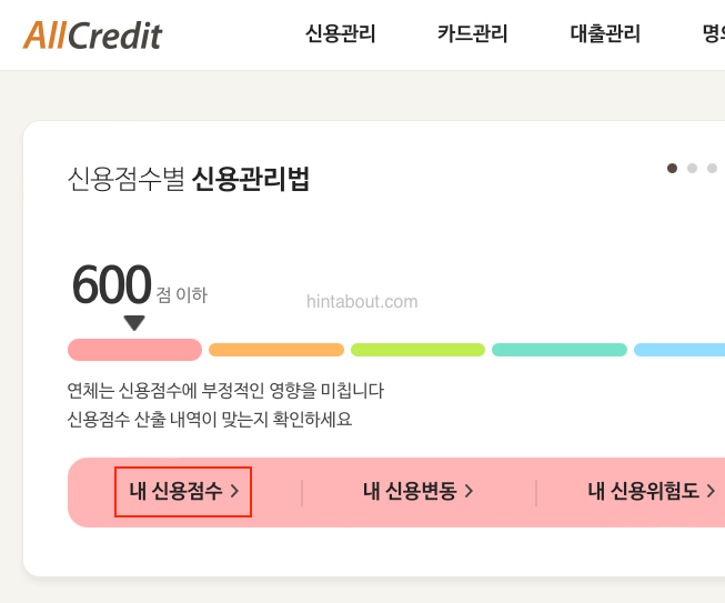 올크래딧 신용점수 조회