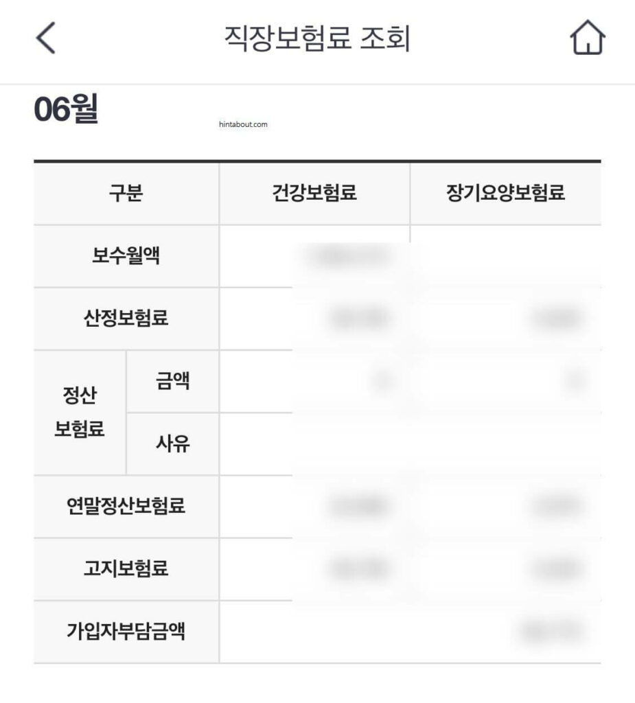 건강보험료 조회 결과